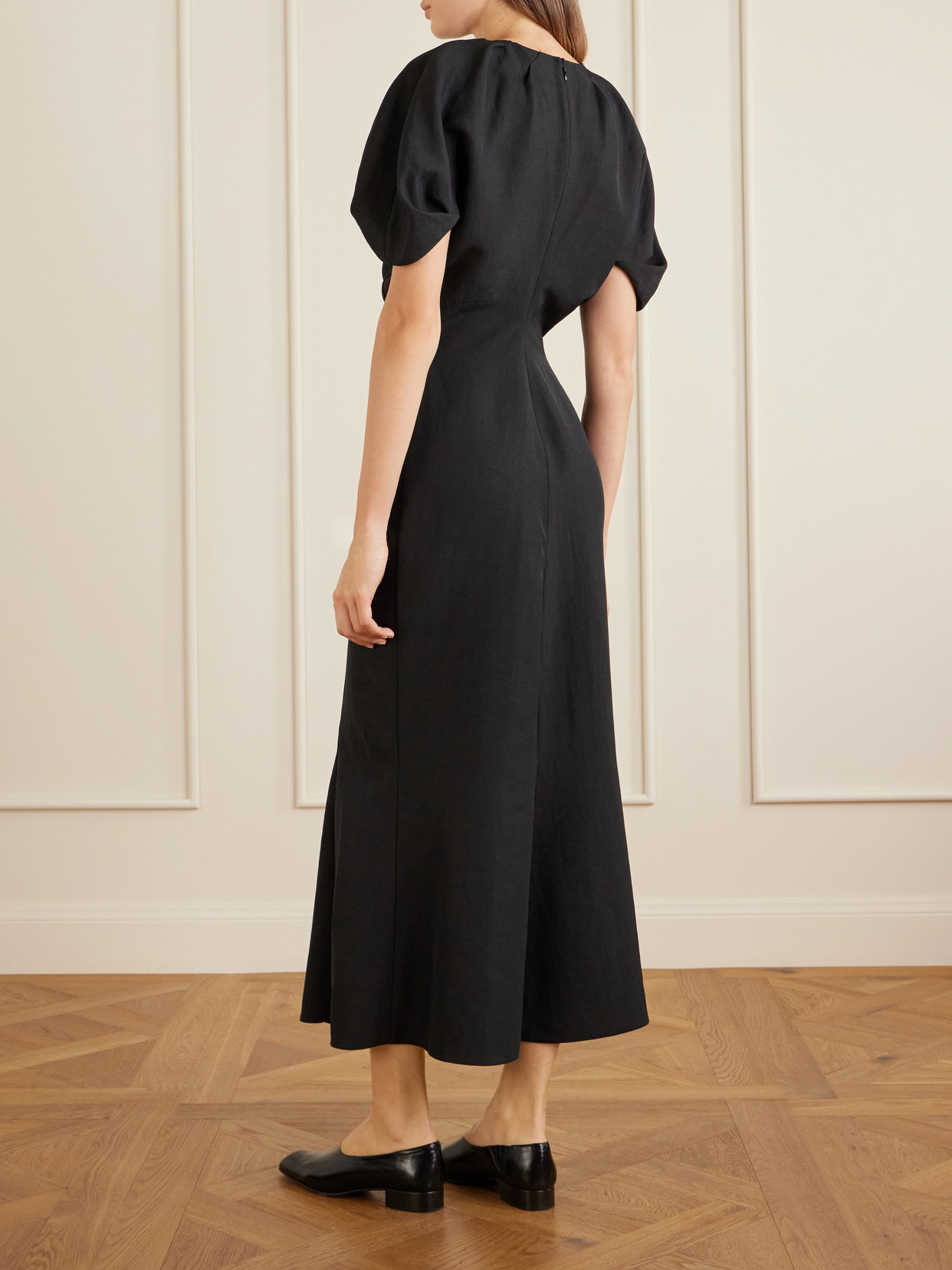 Ria Woven Midi Dress - Black
