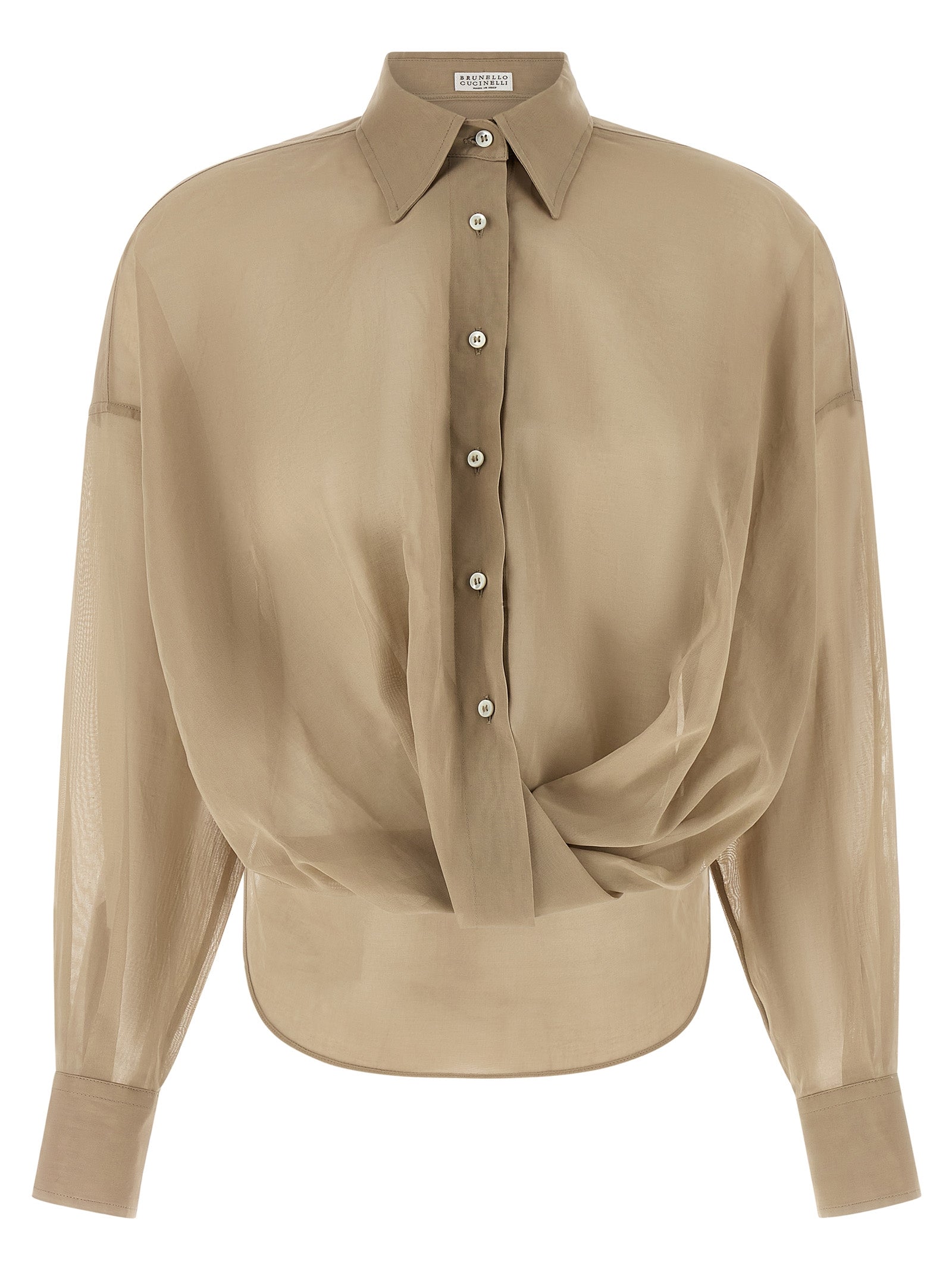 Cotton Taffeta Blouse — Beige