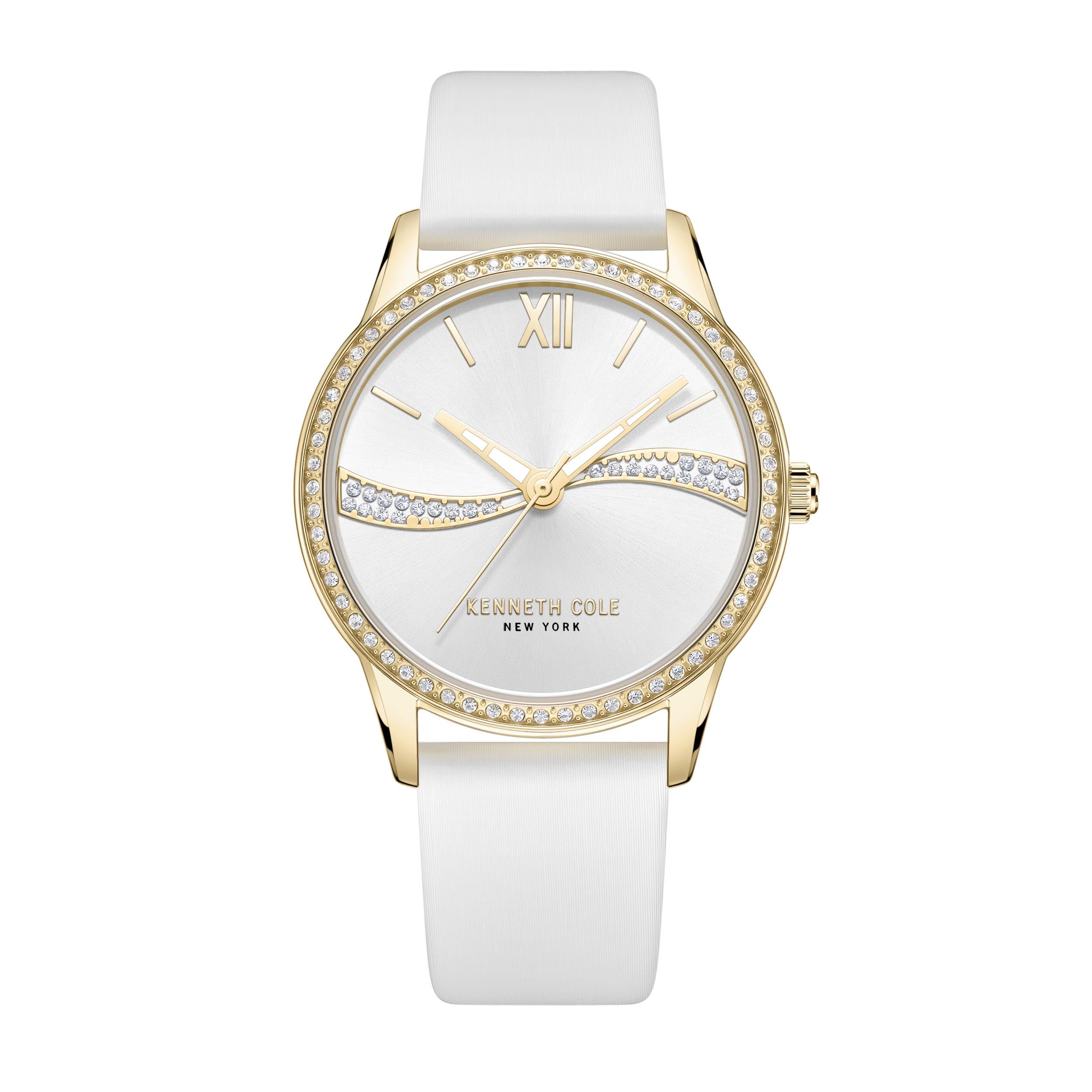Crystal-Embellished Quartz Watch — Gold