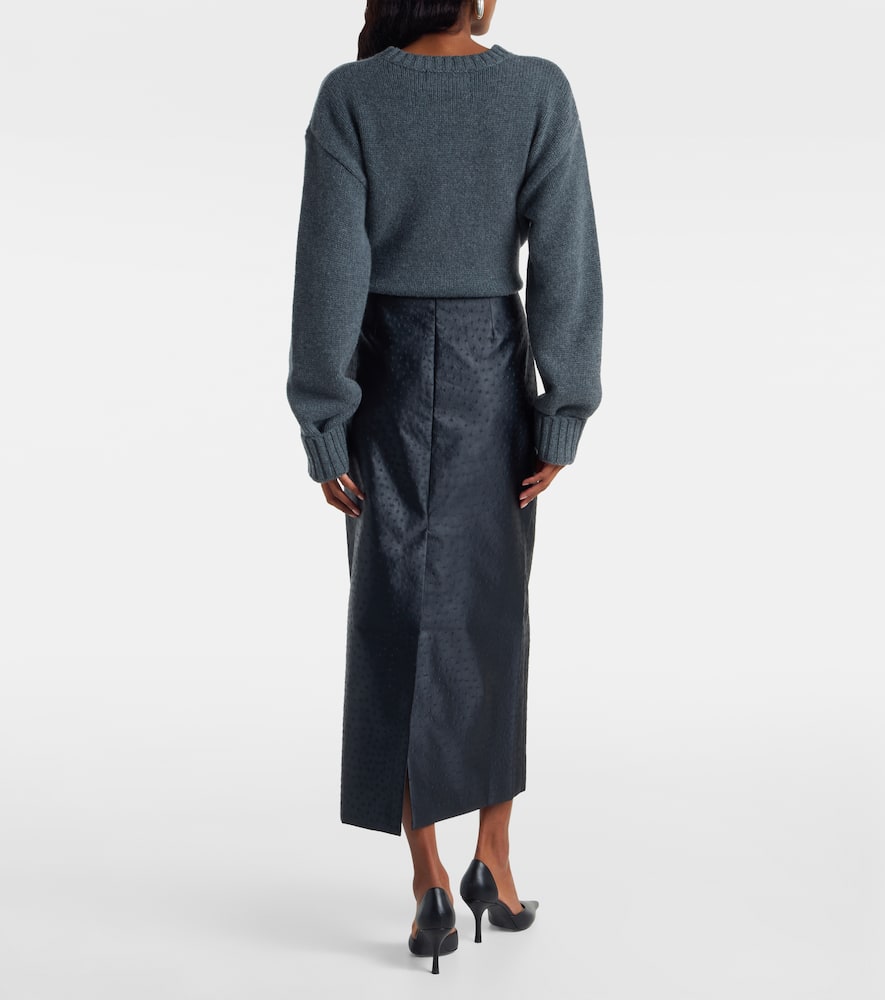 Róhe Embossed high-rise midi skirt