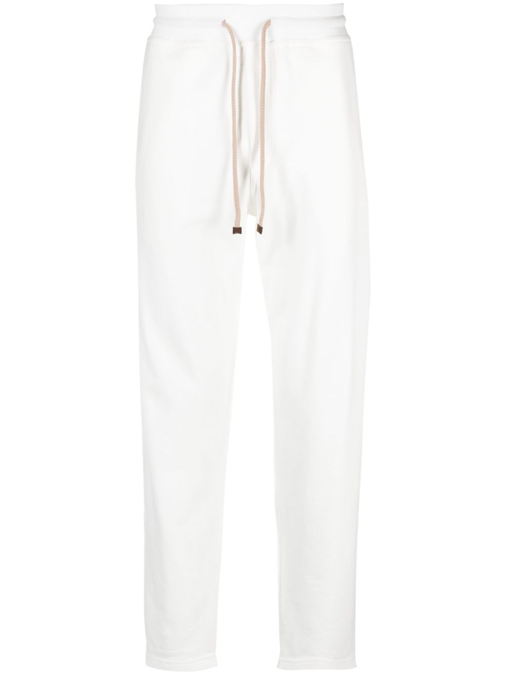 Tapered cotton drawstring trousers - White