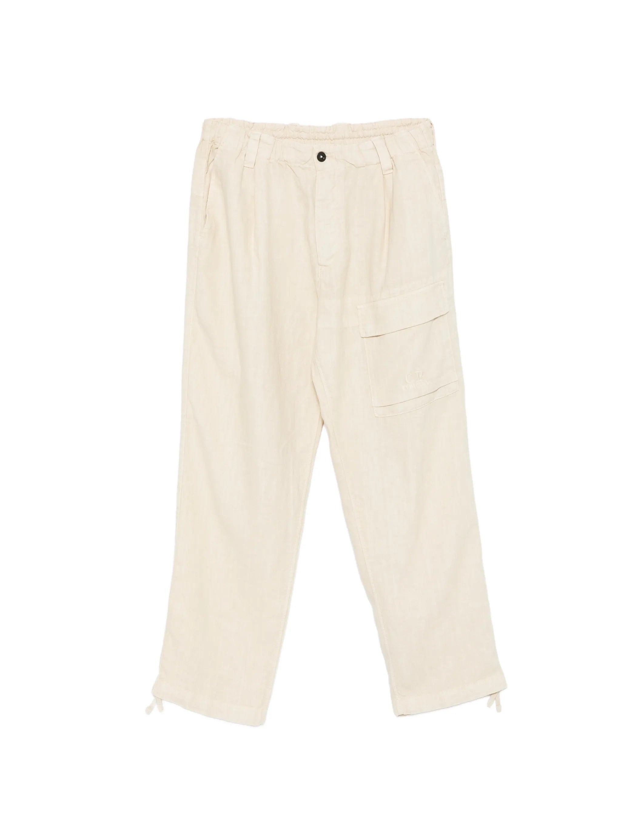Linen Cargo Pants with Drawstring Waist