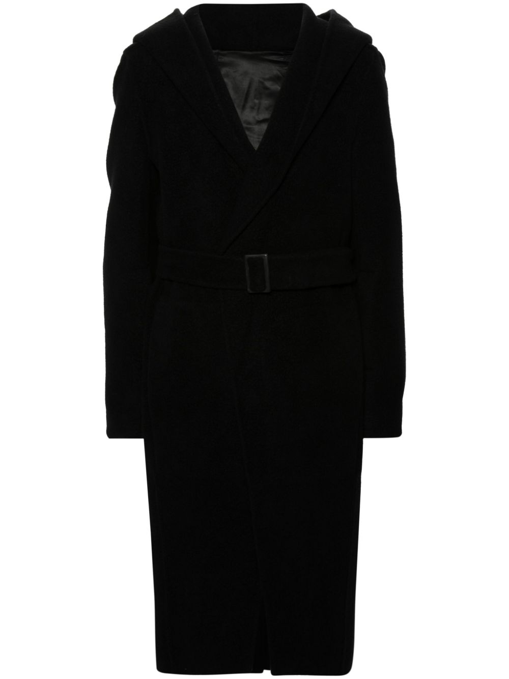 Slim Hoodie cashmere coat - Black