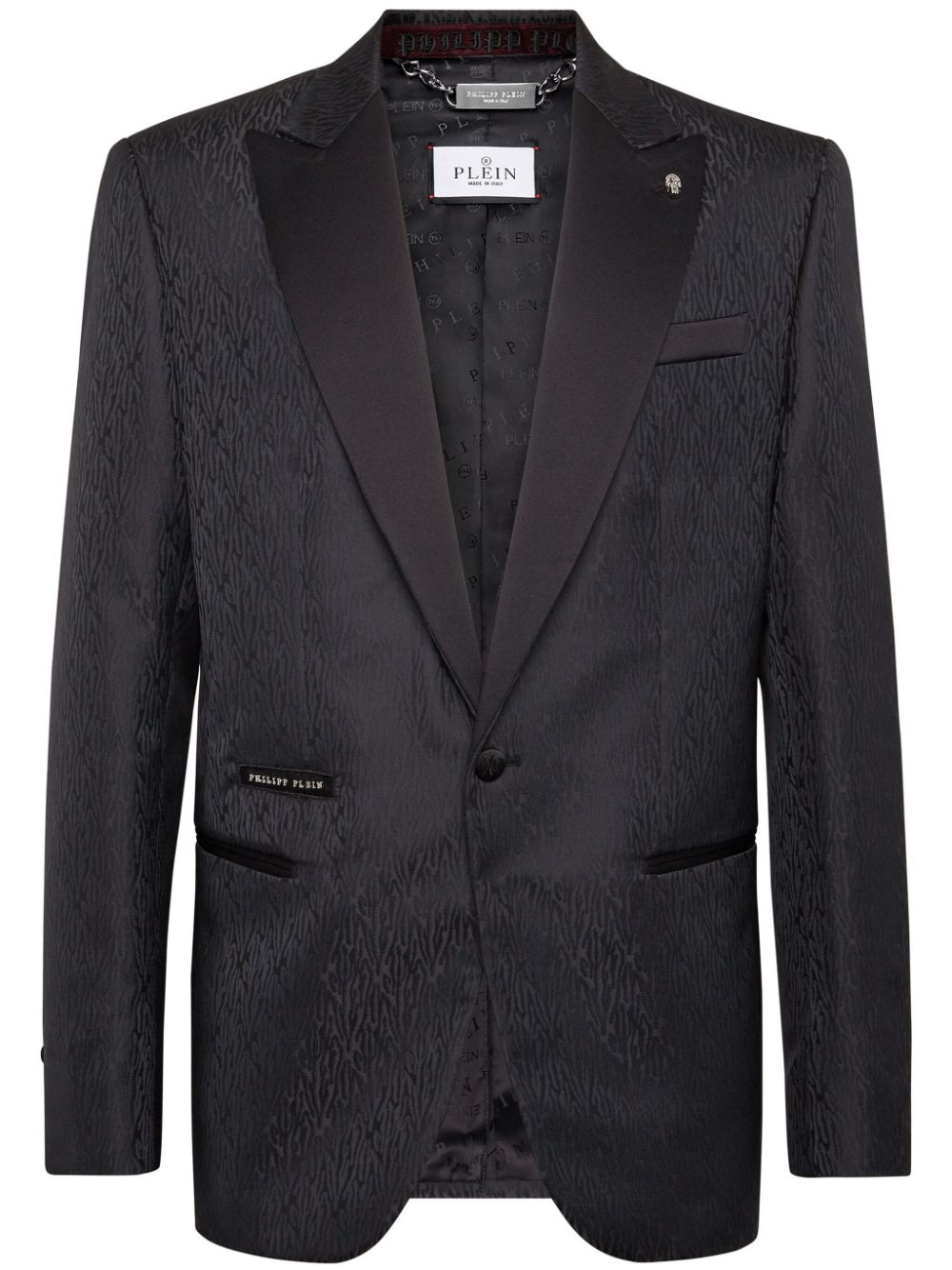 Patterned-jacquard single-breasted blazer - Grey