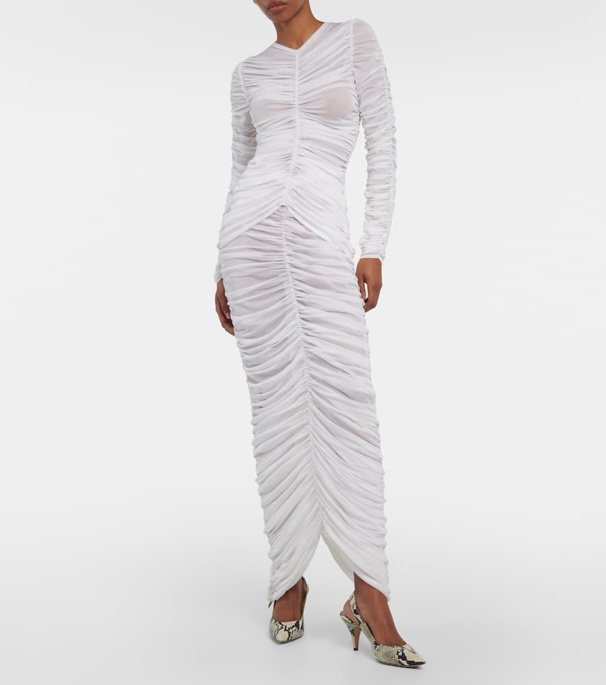 Laure ruched silk-blend maxi skirt