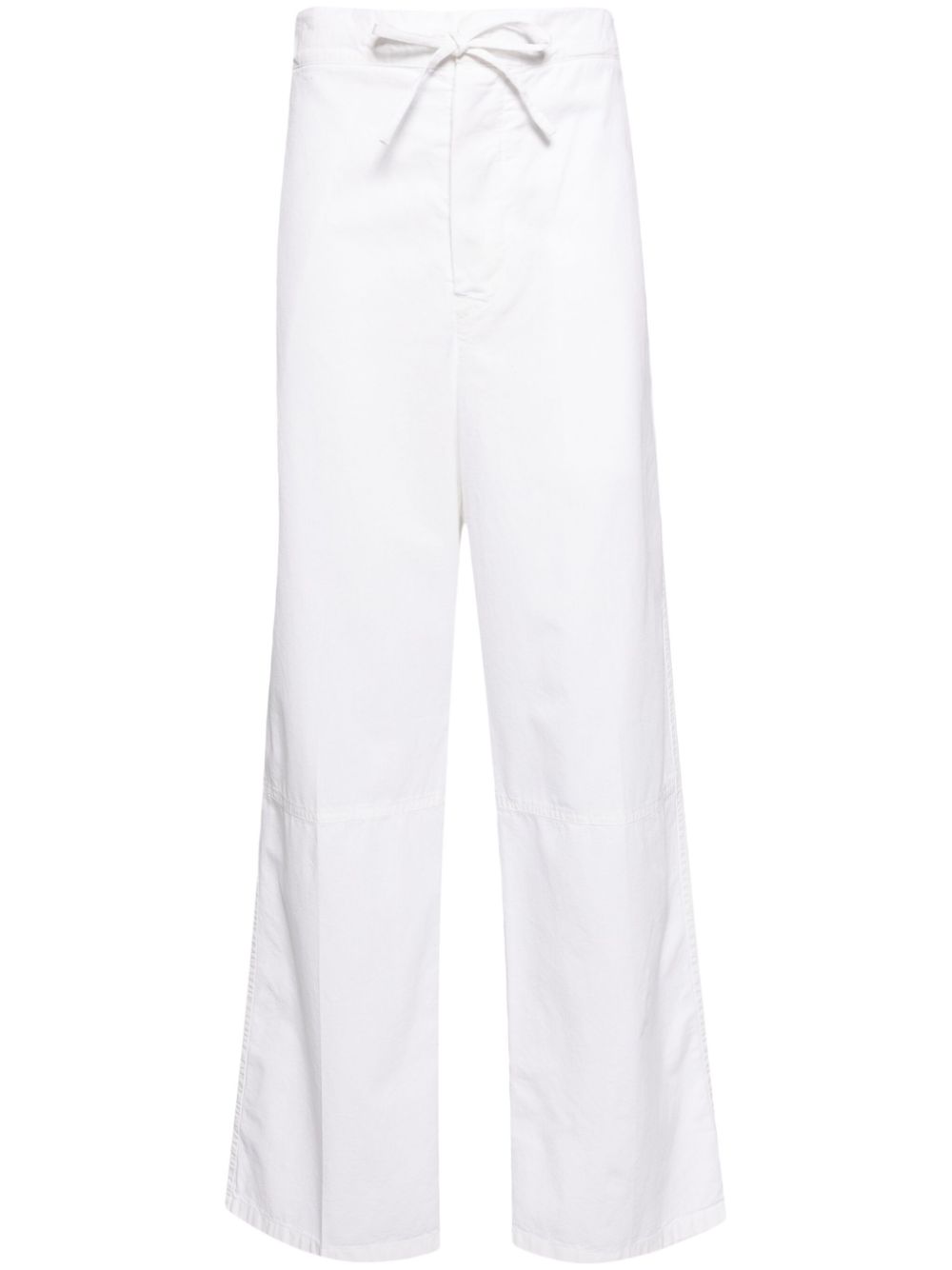Drawstring-waist cotton trousers - White