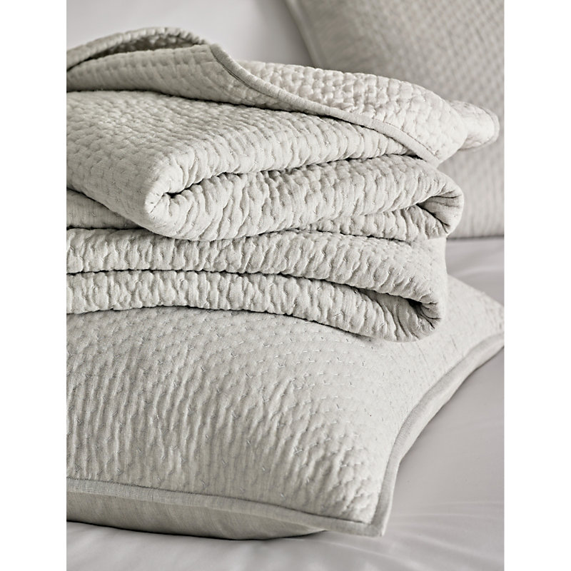 Blue/grey Hayden Hand-quilted Medium Cotton Square Cushion 50cm x 50cm Square