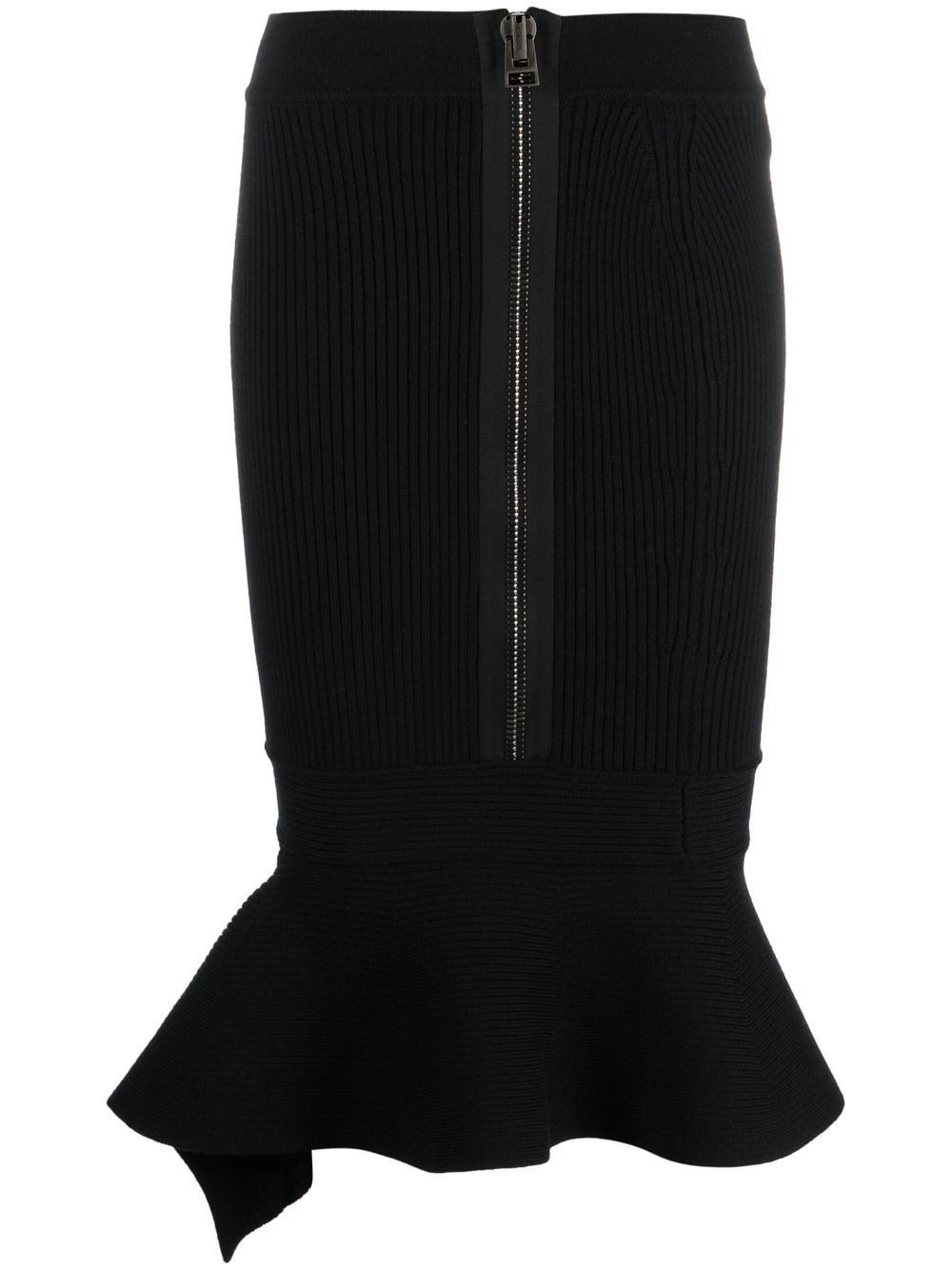 V-neck virgin wool midi dress - Black