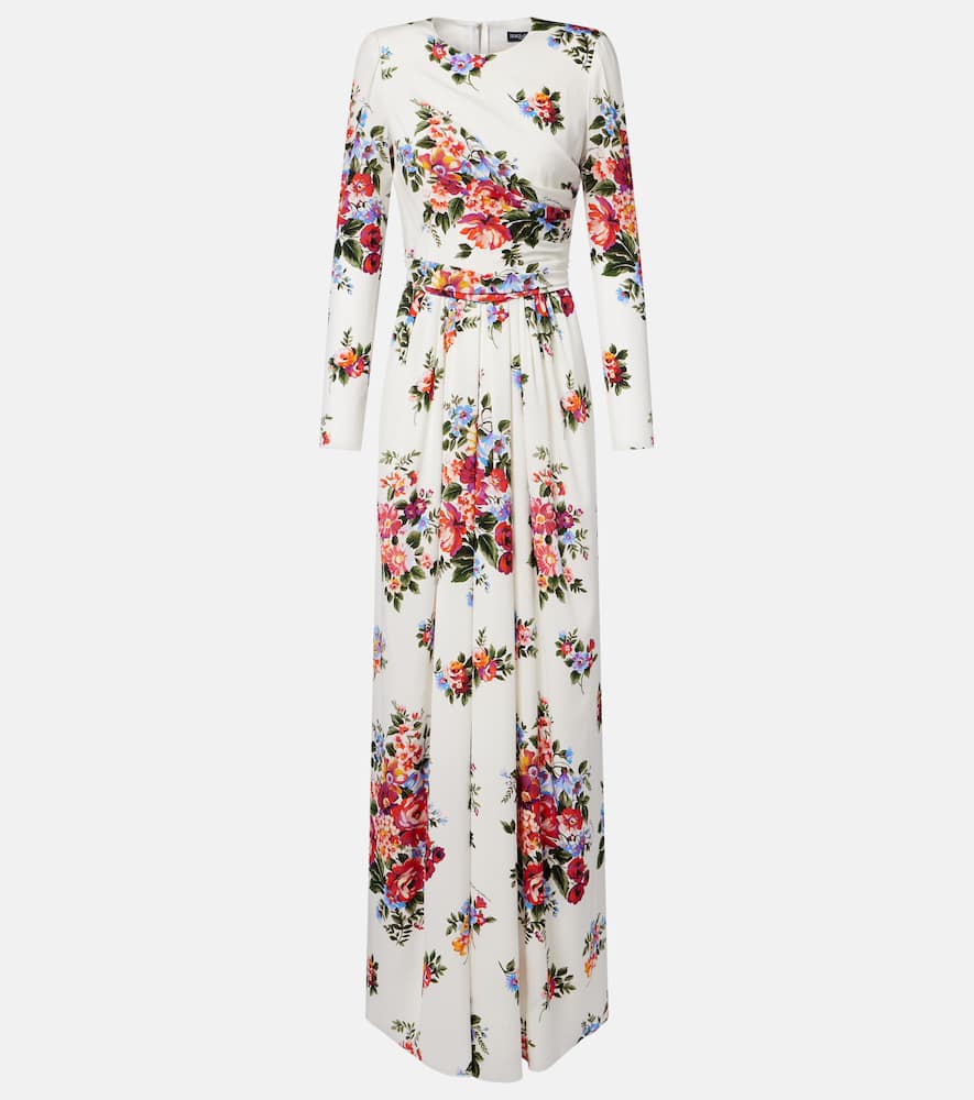 Floral silk-blend charmeuse gown