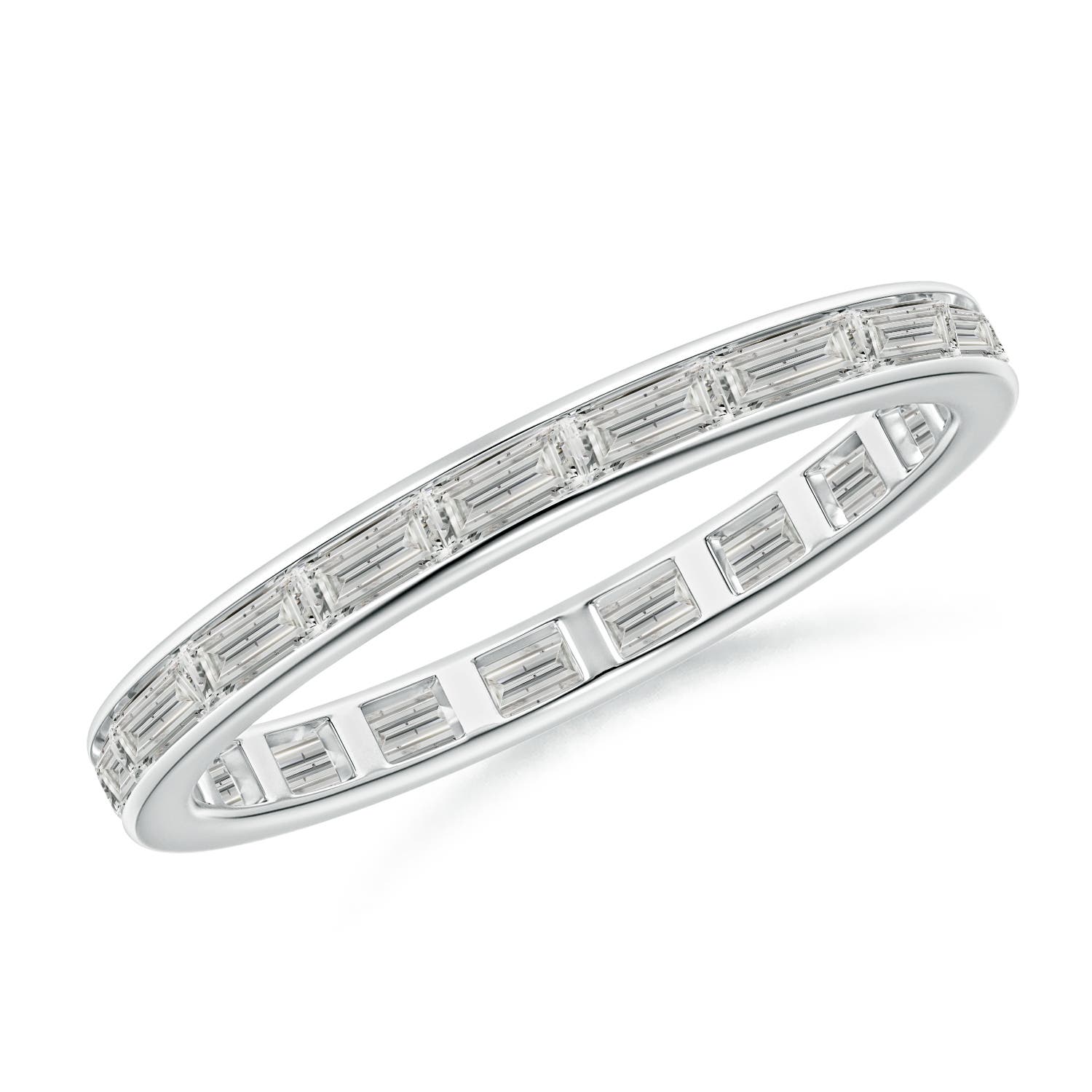 Angara 1.33 Carats Channel-Set Baguette Diamond Full Eternity Wedding Ring in 14K White Gold