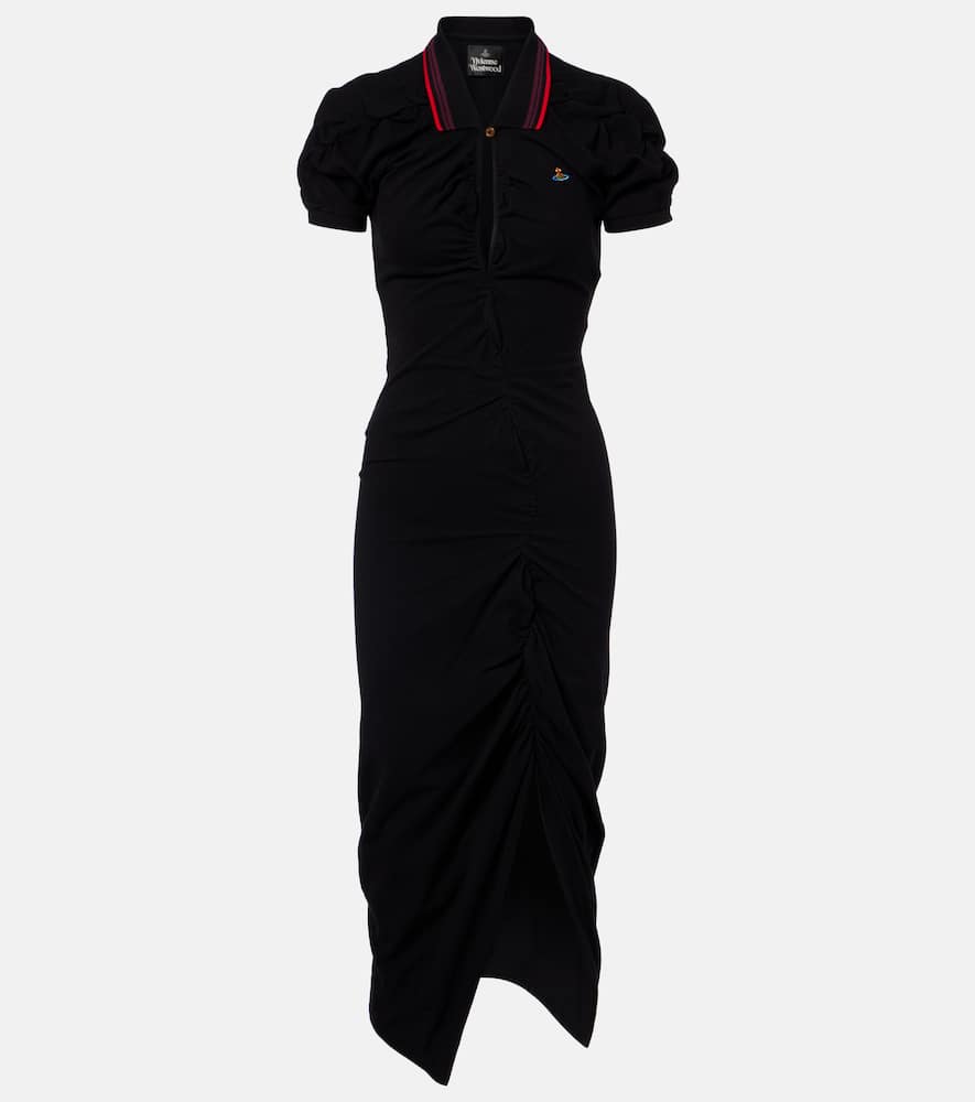 Pulling ruched cotton midi dress
