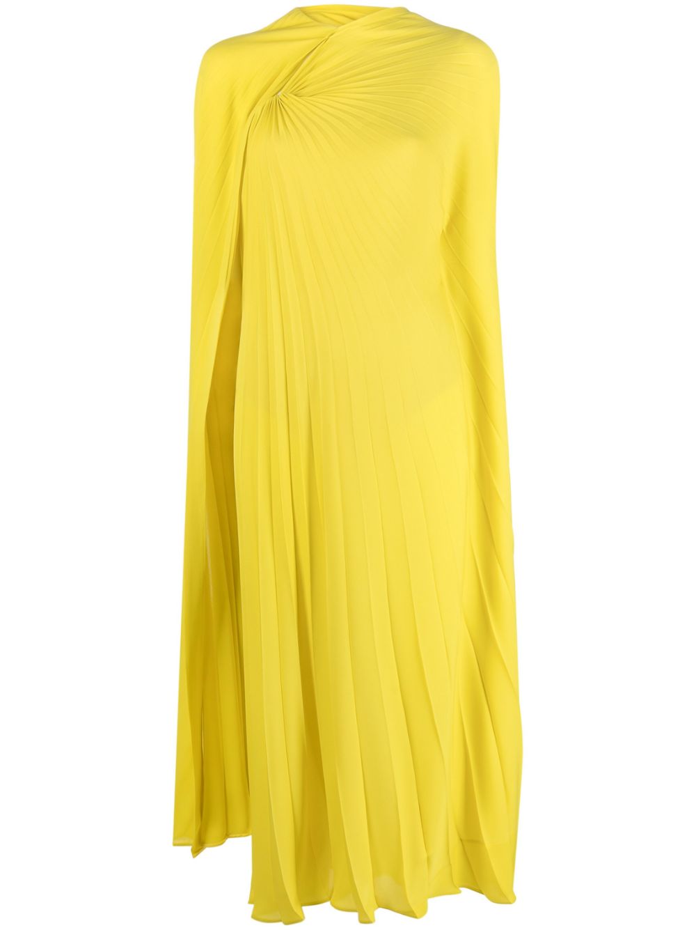 Pleated cape dress - Yellow