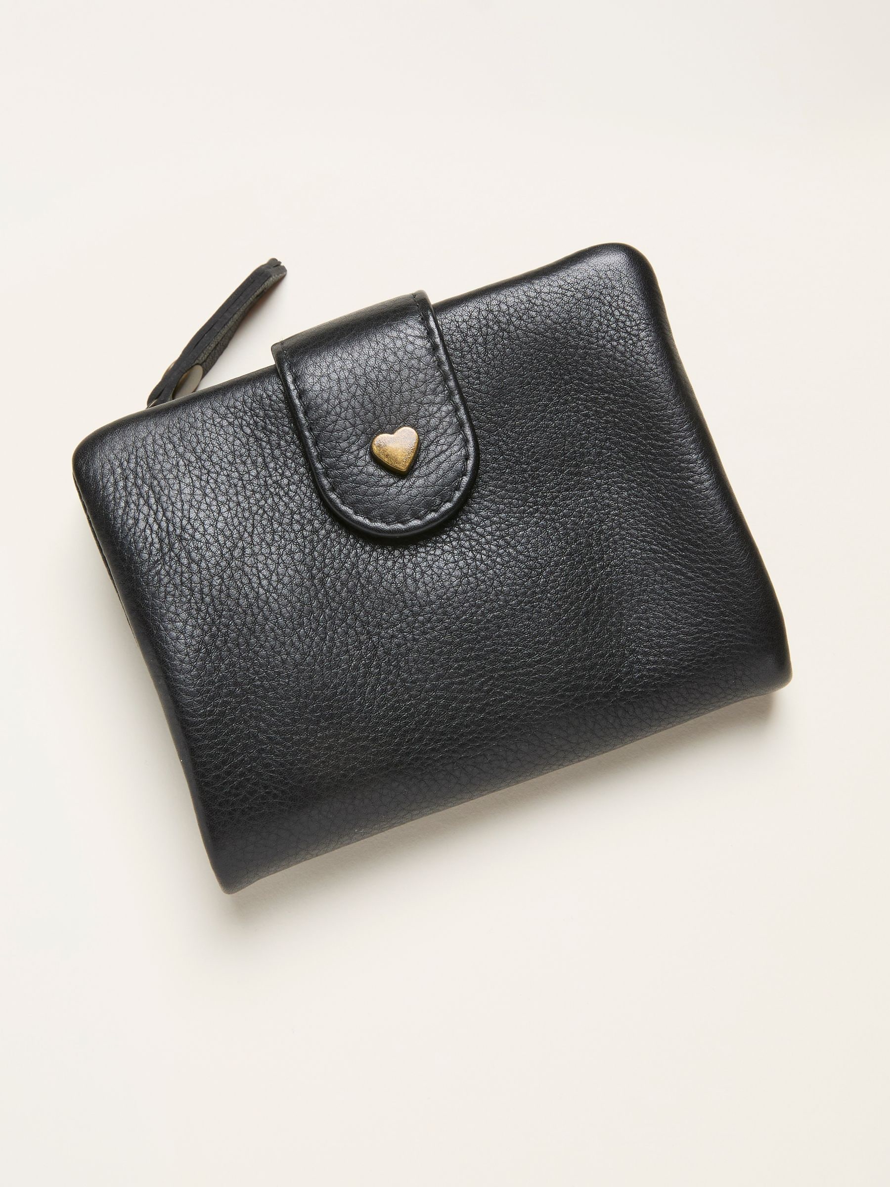 FatFace Black Heart Detail Leather Purse