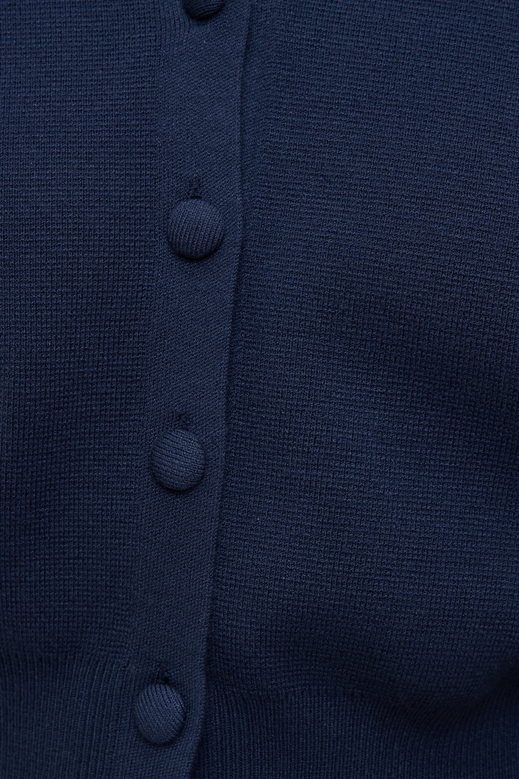 Balloon Sleeve Cardigan - Blue - Women Clothing