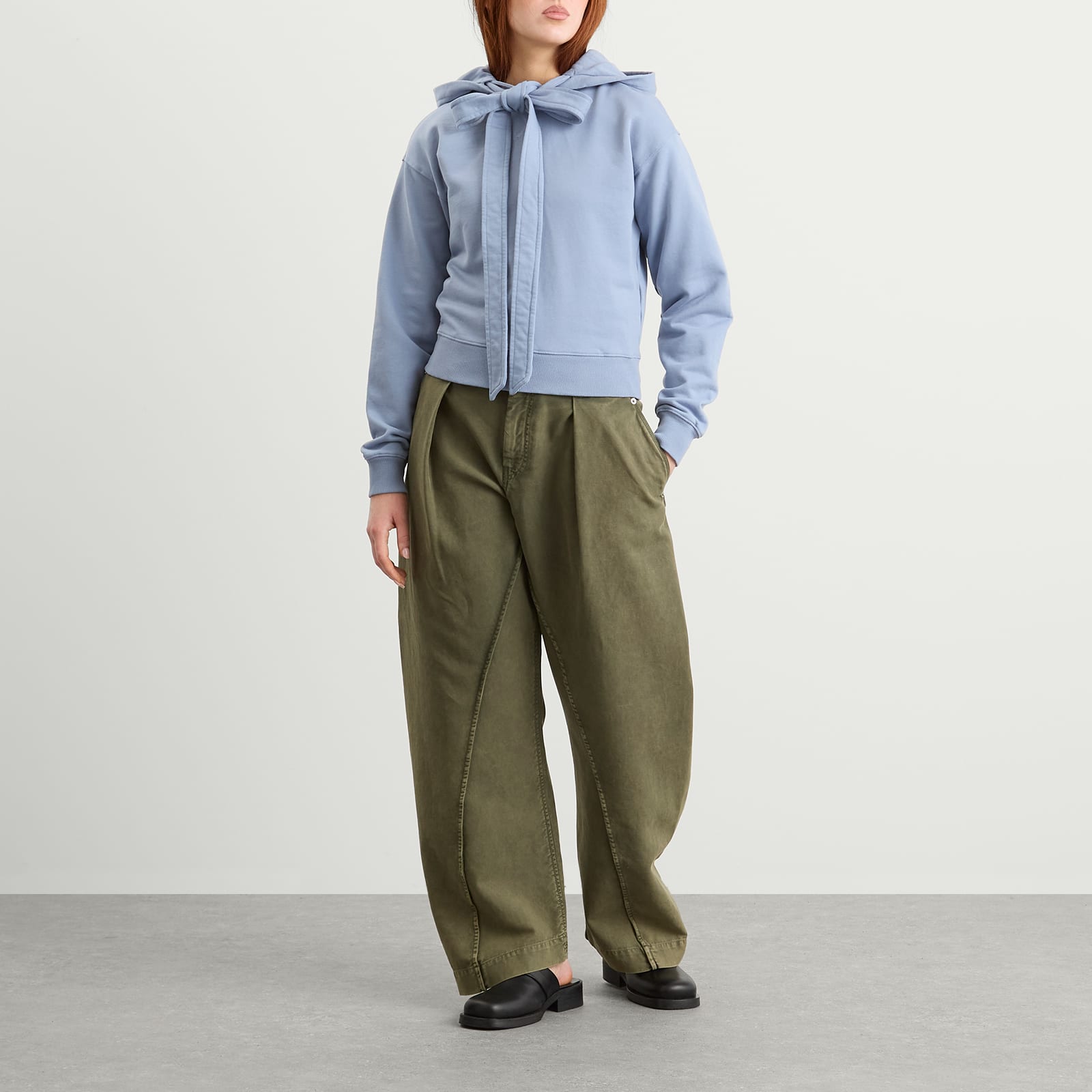 Women's Tied Bow Hoodie Steel Blue