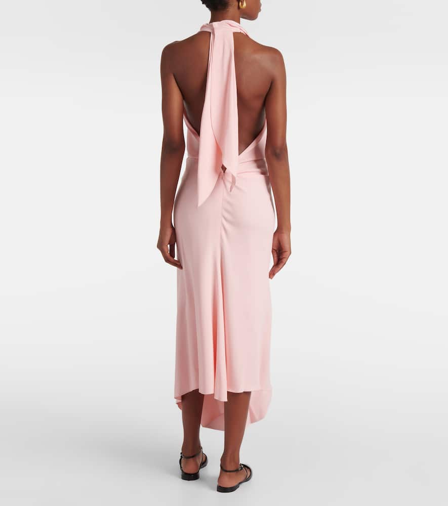 Scarf-detail open-back crêpe midi dress