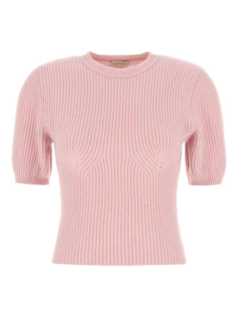 Ribbed short-sleeve sweater - Pink