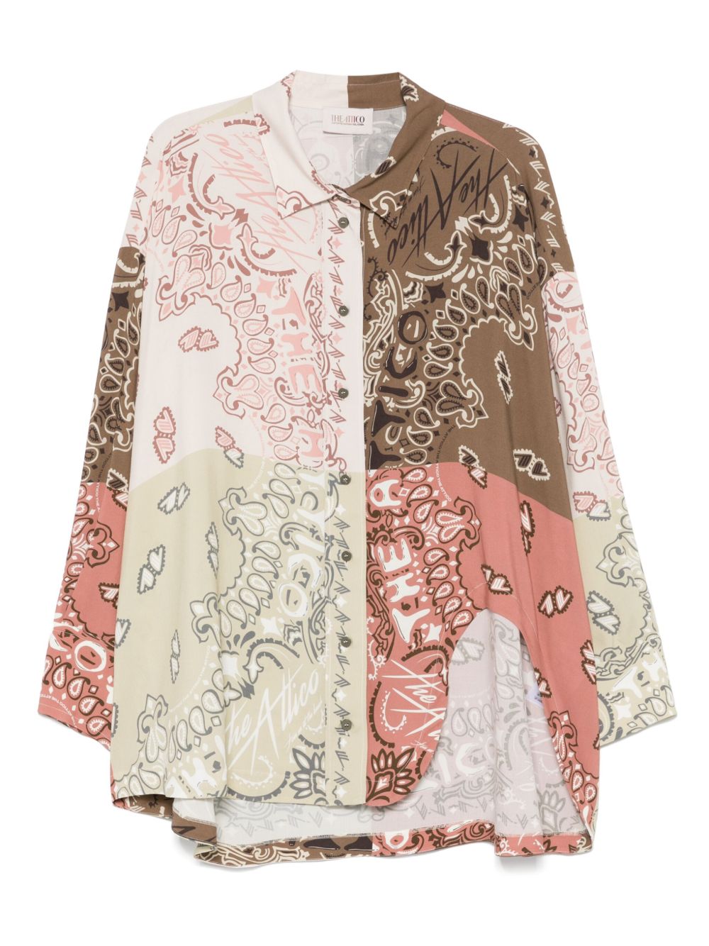 The Attico paisley-print patchwork shirt - Brown