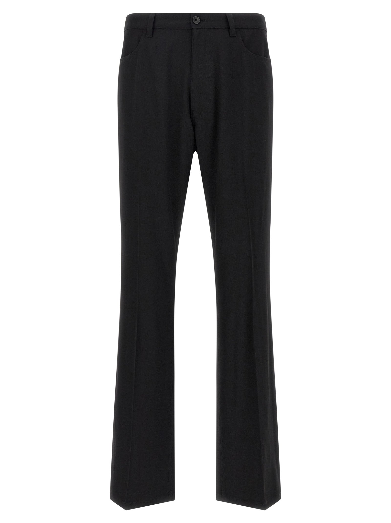 Stretch Wool Twill Trousers — Black