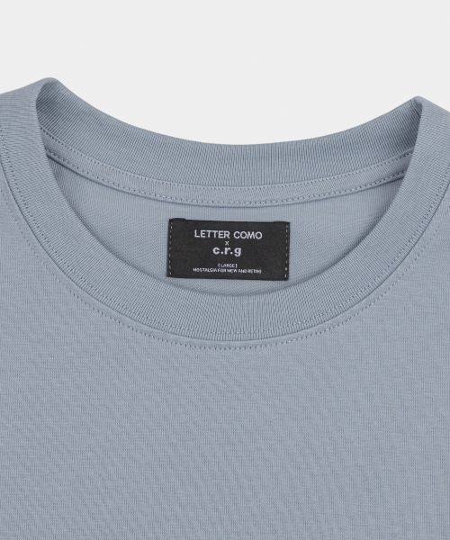 Letterboy Embroidery Short Sleeve T-Shirt Mist Blue