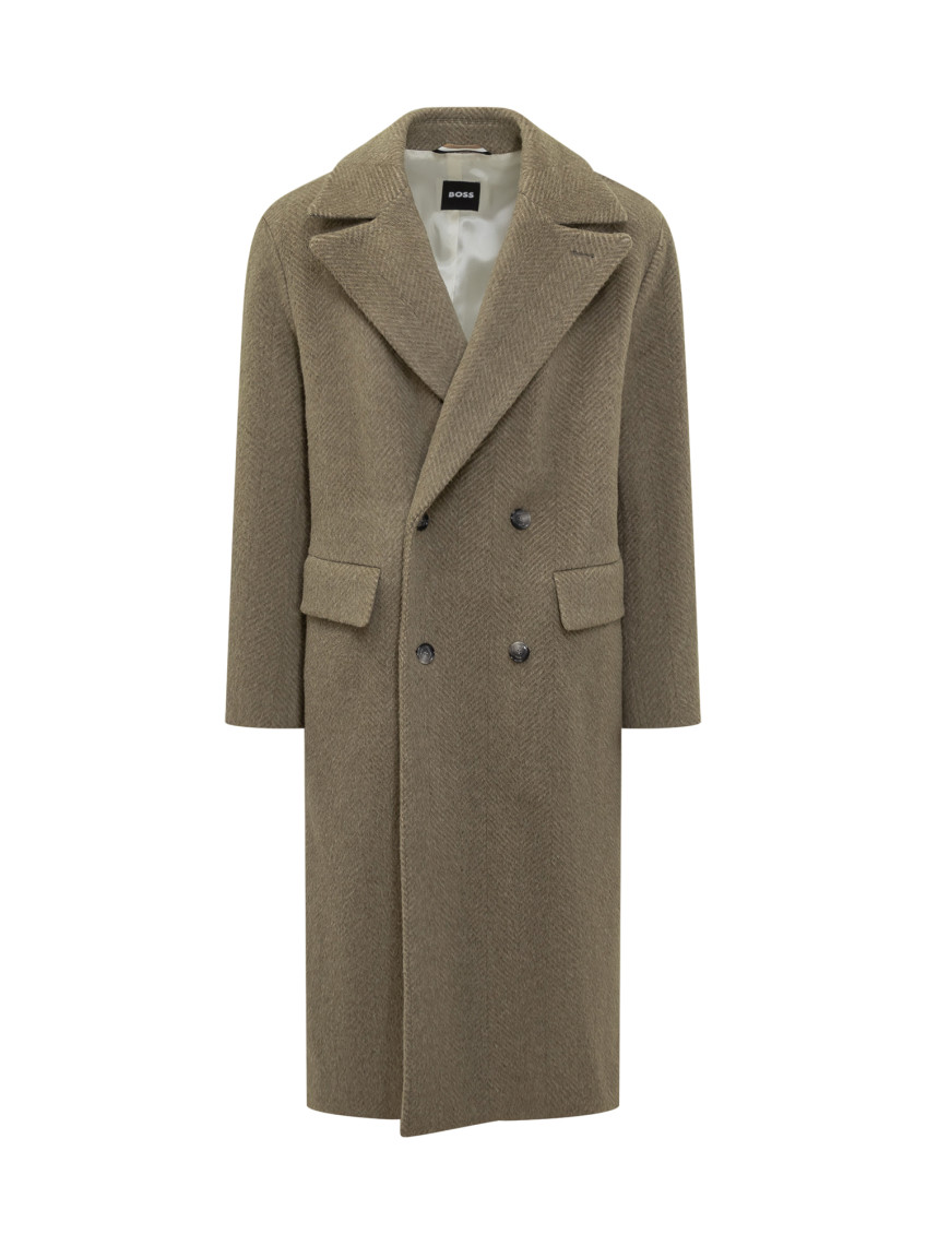 Double-breasted Coat In Alpaca Blend