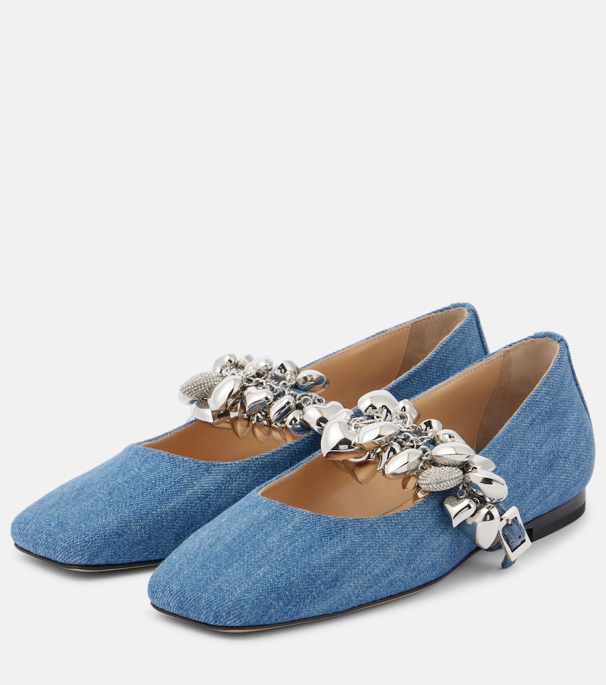 Puffy Heart denim Mary Jane flats
