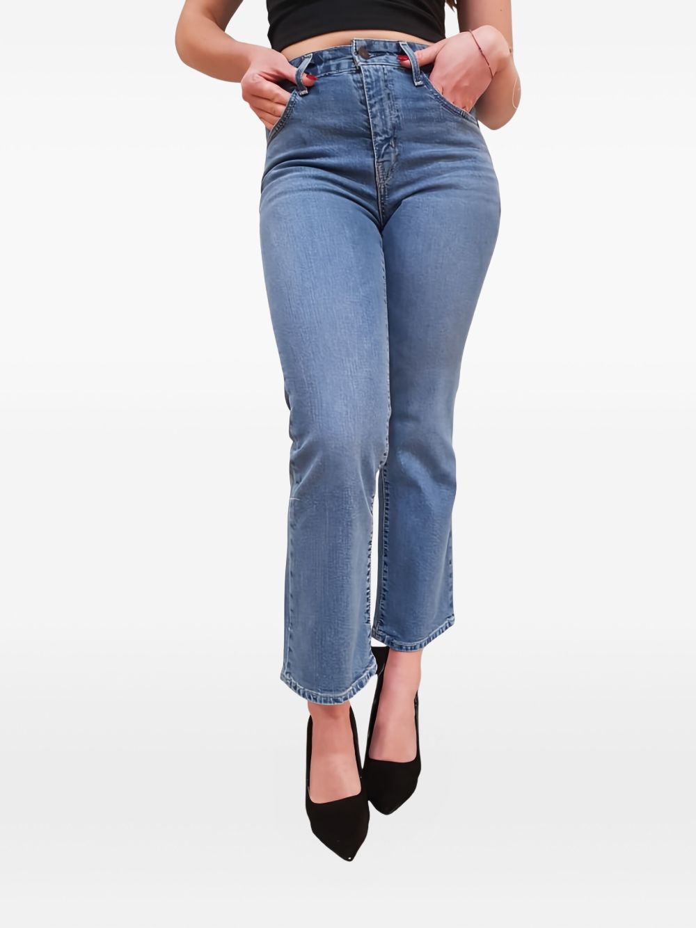 High-waisted straight-leg jeans - Blue