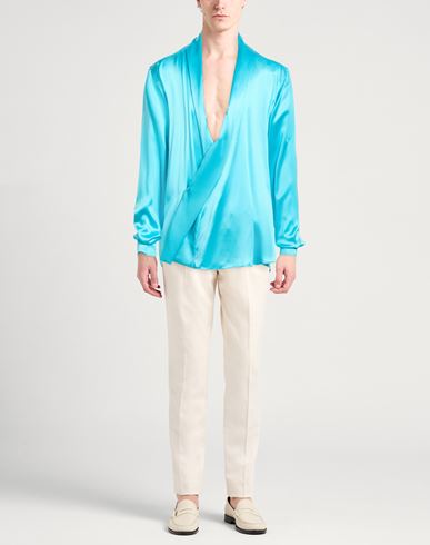 Man Shirt Azure Size 16 Silk