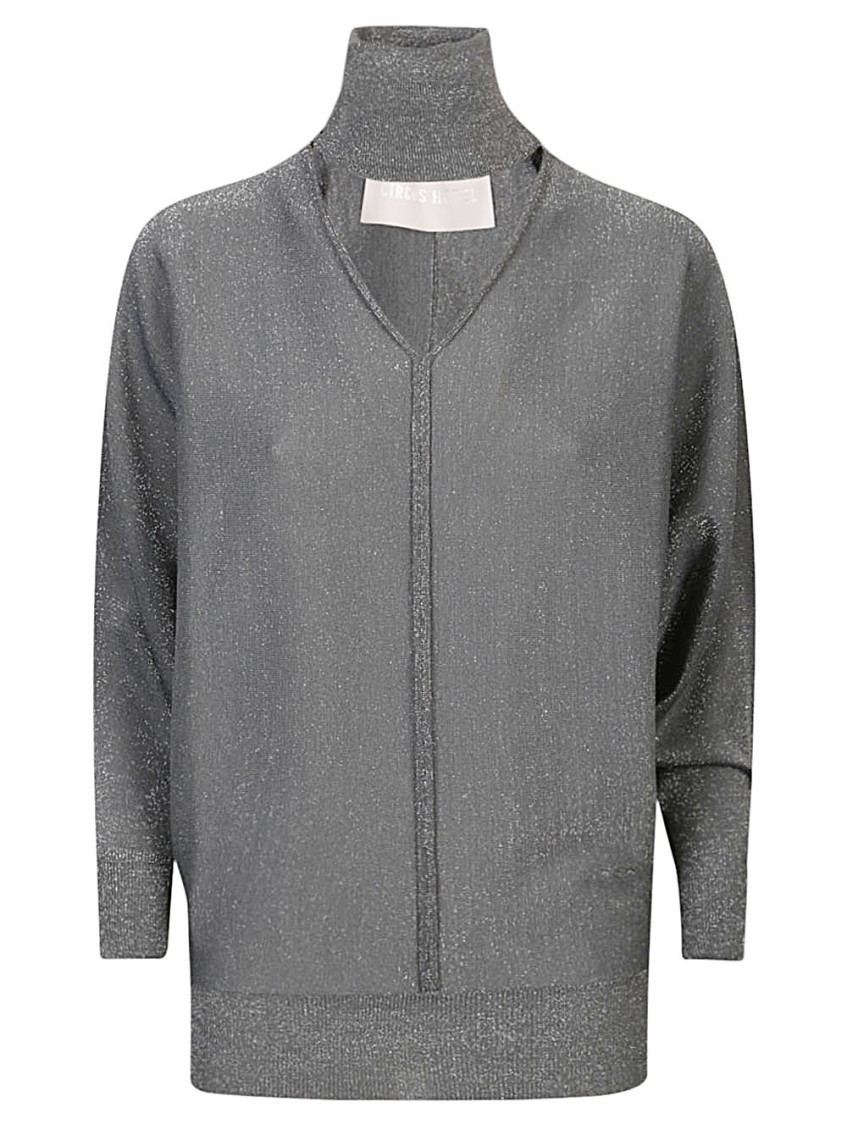 Grey Viscose Turtleneck Sweater