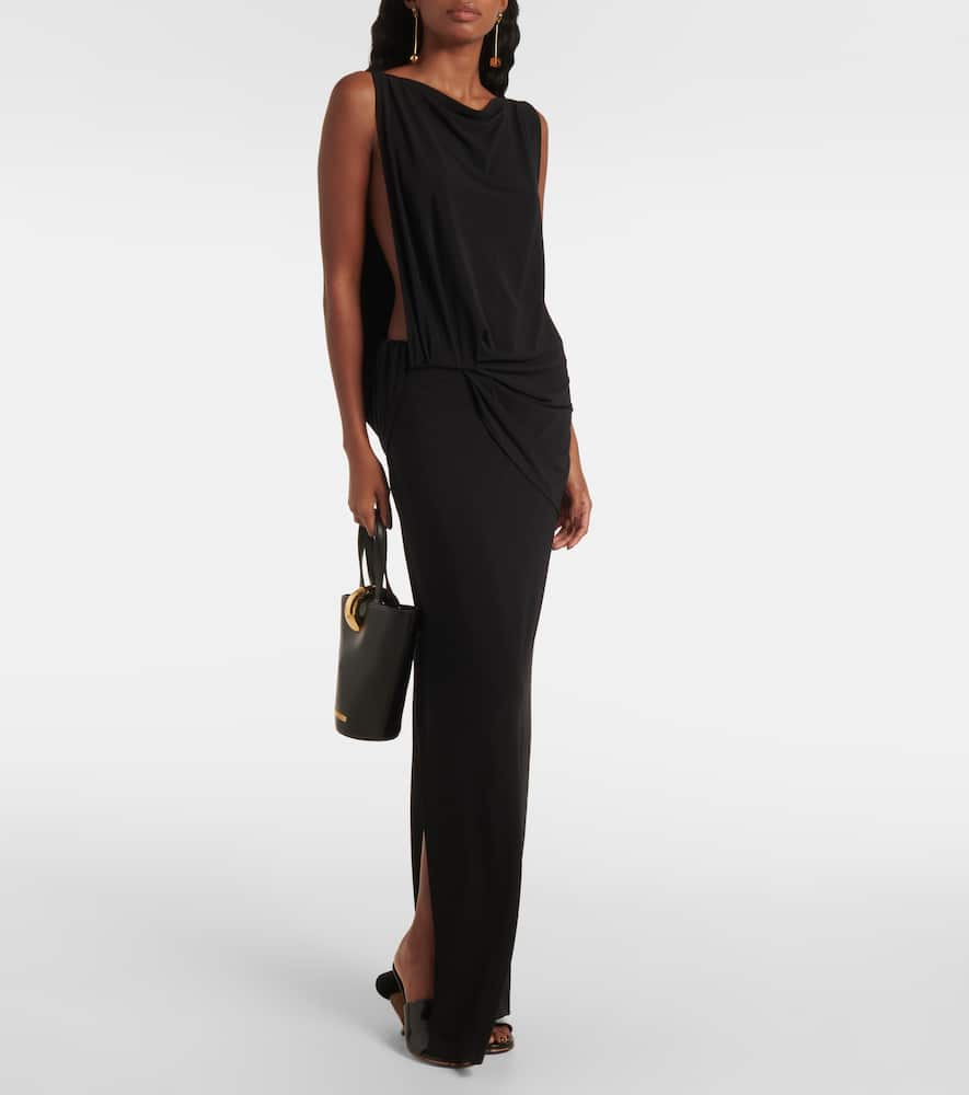 Peplo draped jersey maxi dress