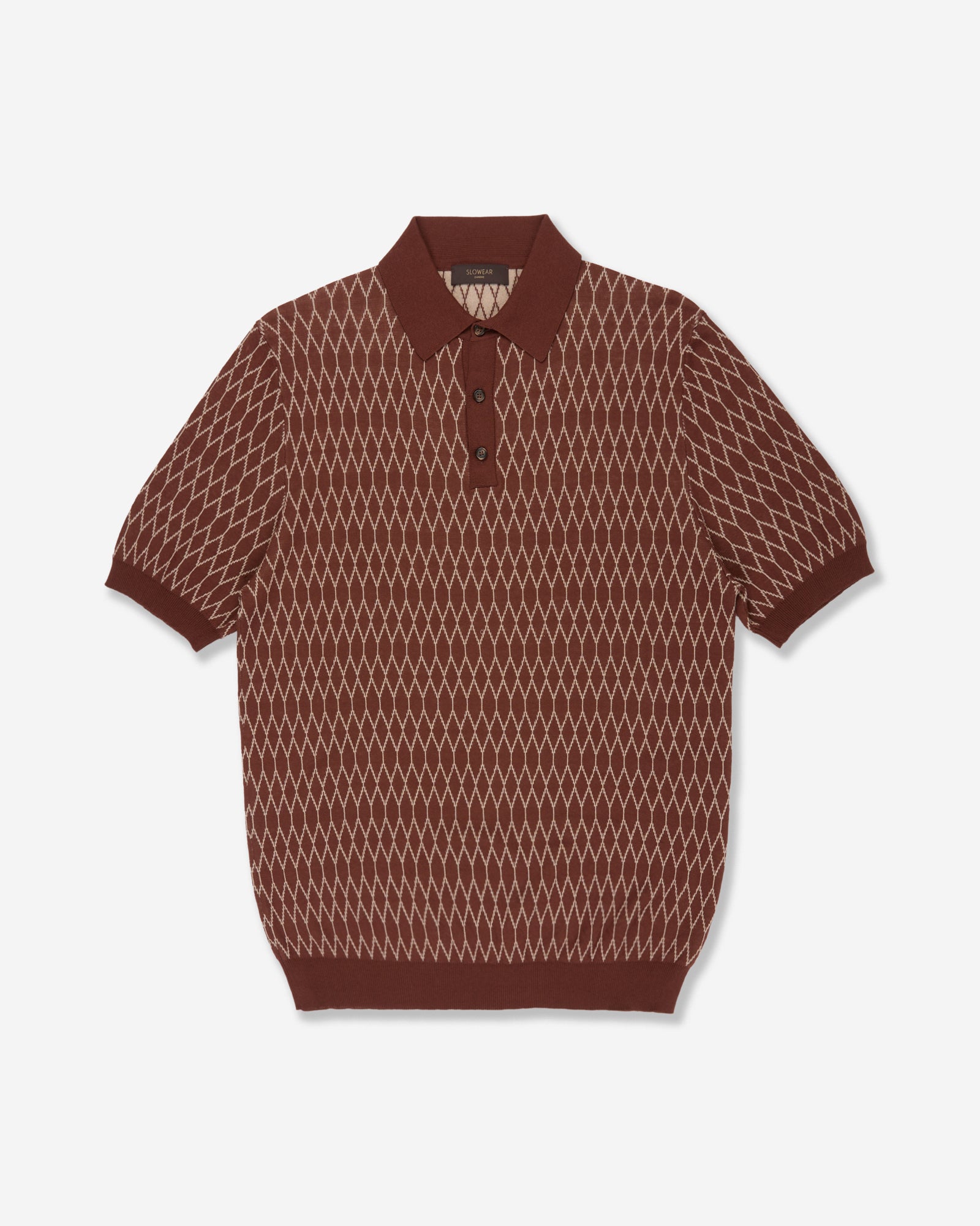 Slim fit cotton crepe polo shirt Bordeaux