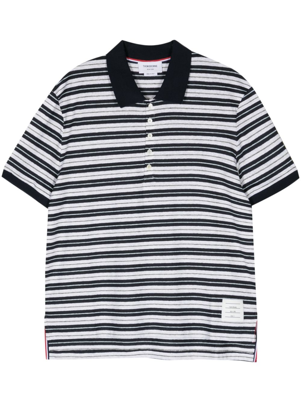 Logo-patch striped polo shirt - Blue