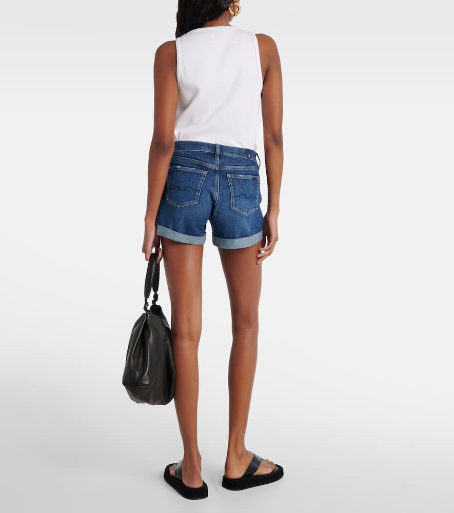 Mid-rise denim shorts
