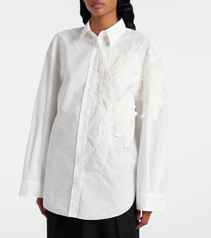 Embroidered cotton-blend poplin shirt