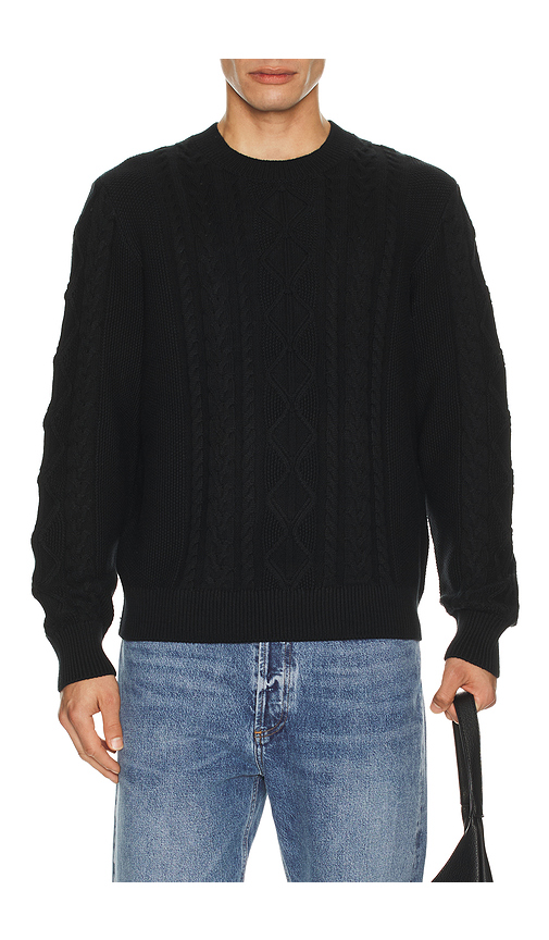 Asher Andre Cable Knit Sweater in Grey. S. Also in M, L, XL/1X