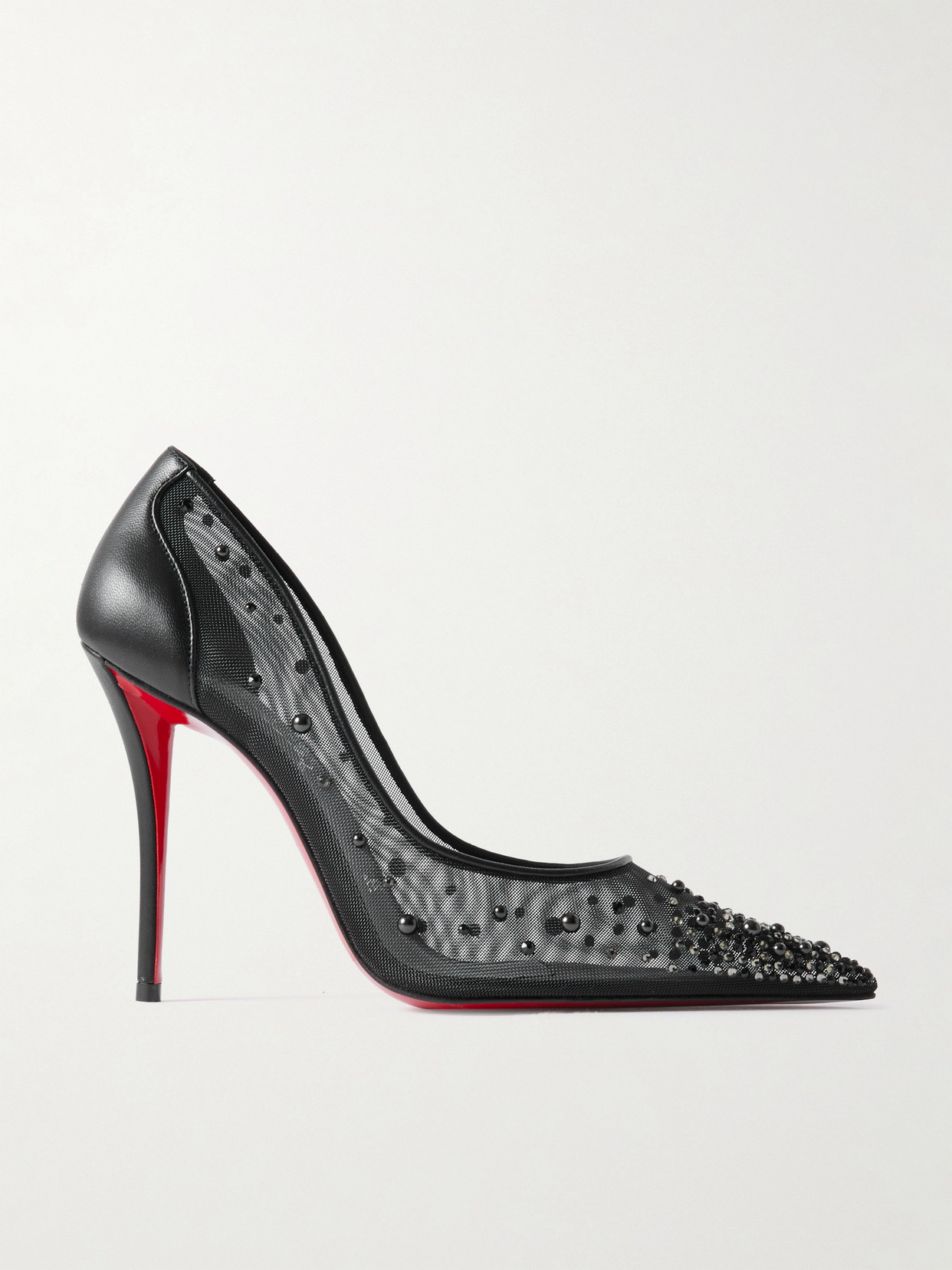 Miss Z Degrastrass Perla 100 Leather-trimmed Mesh Pumps - Black