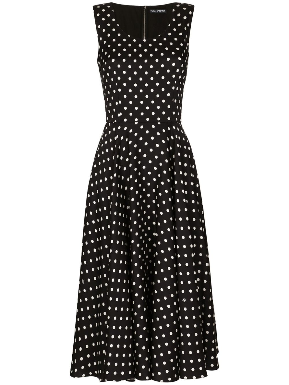 Polka-dot midi dress - Black