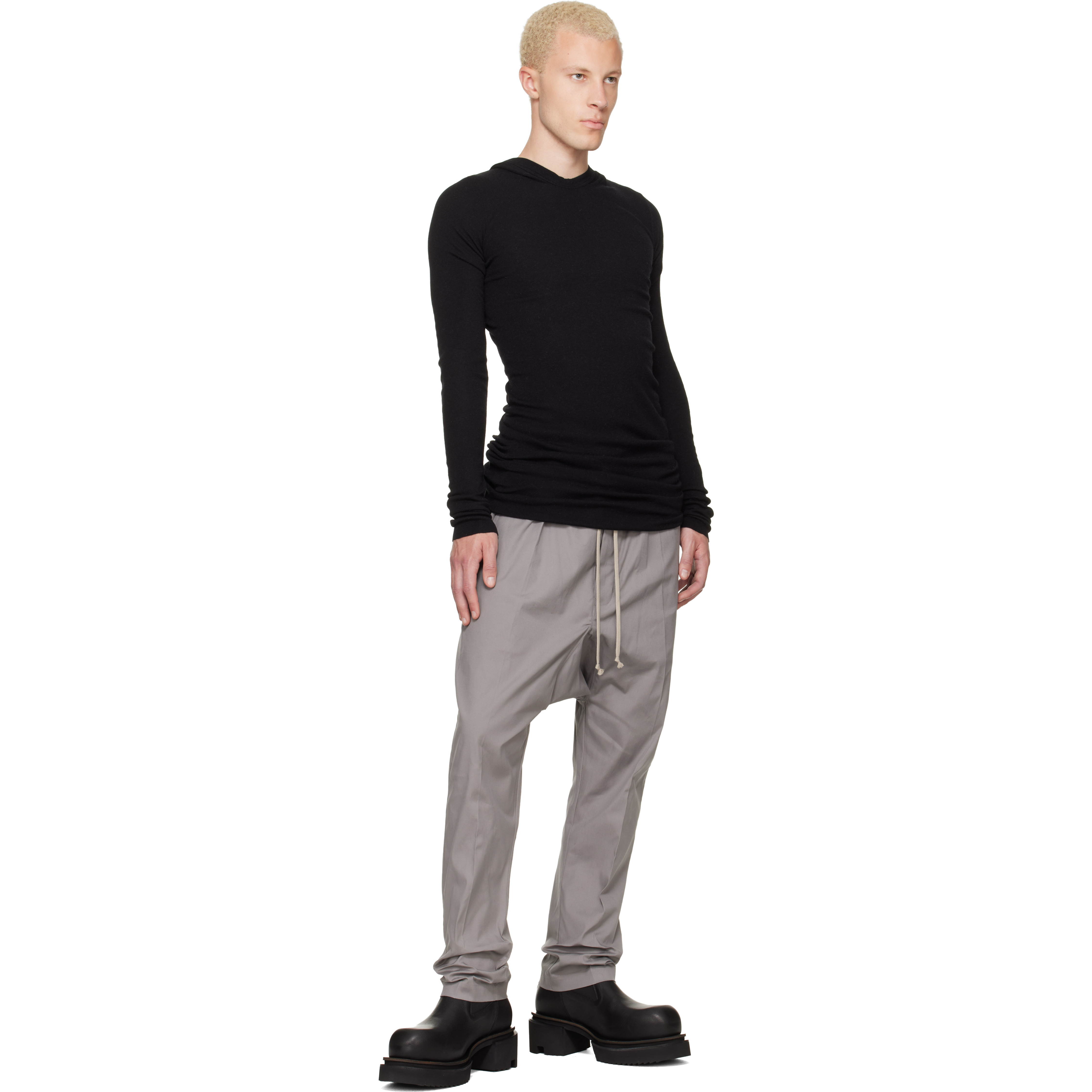 Black Tower Rib LS Hoodie