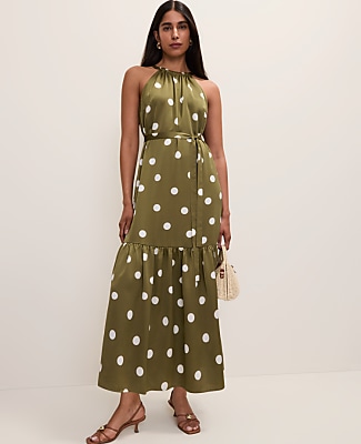 Ann Taylor Petite Polka Dot Tiered Maxi Dress