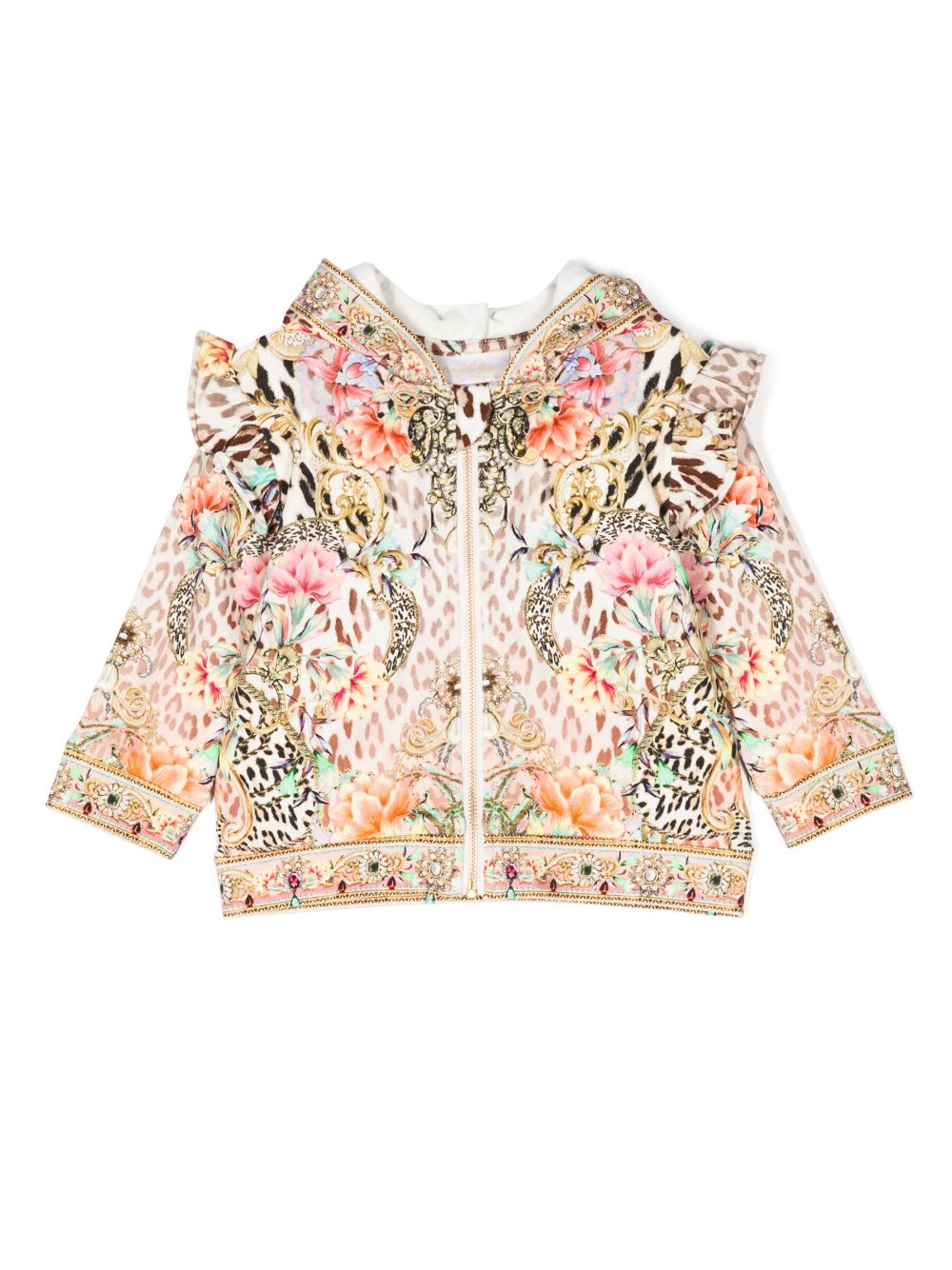 Graphic-print cotton jacket - Brown
