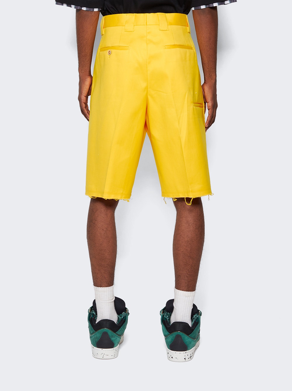 Distressed cotton shorts - Yellow