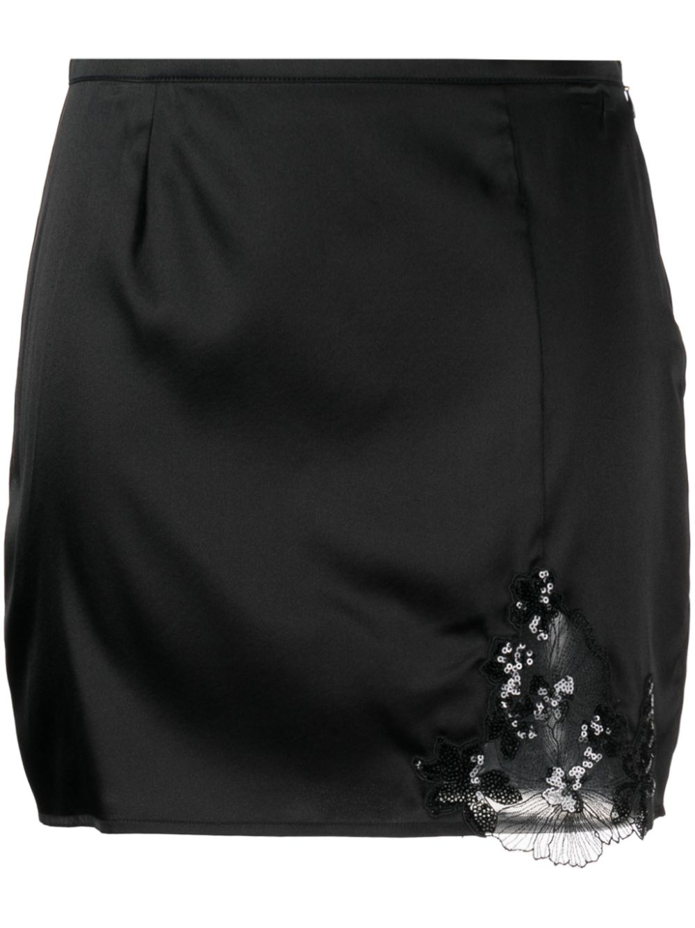 Lace-detail sequin-detail miniskirt - Black