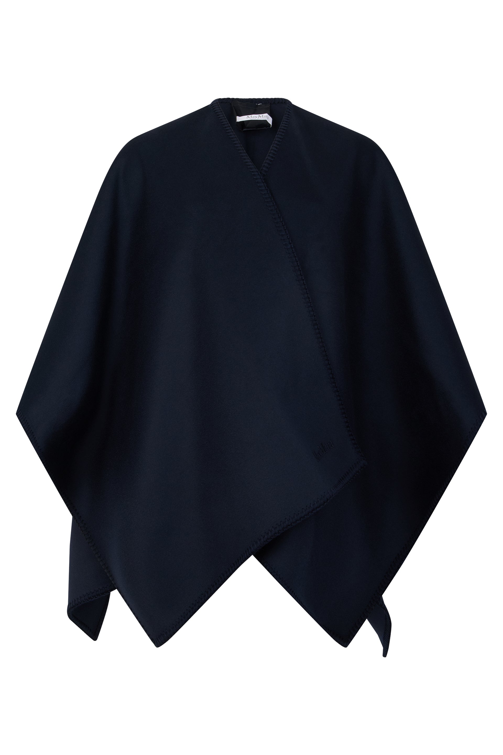 Elegant Virgin Wool Poncho with Frayed Edges