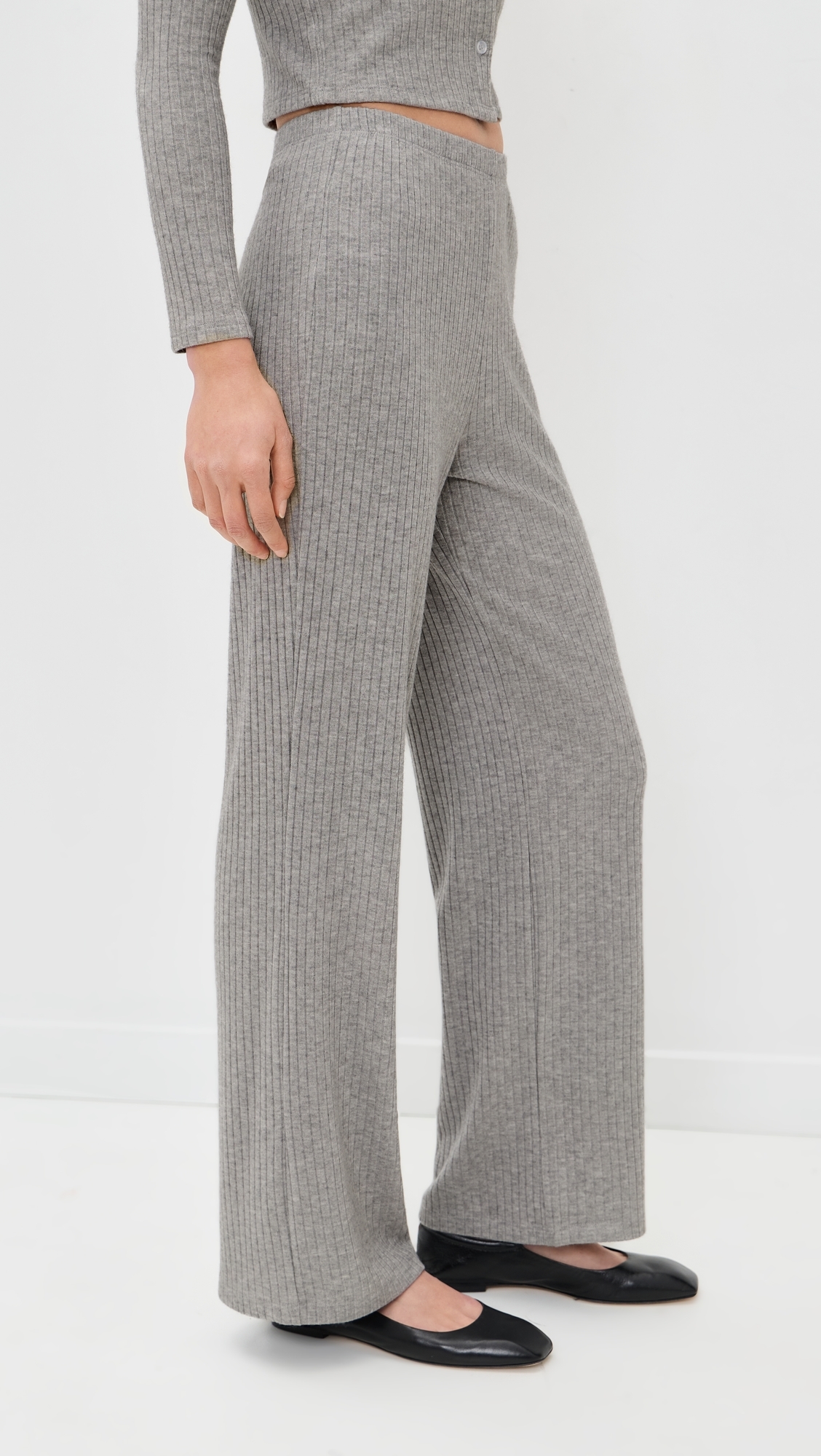Mia Ribbed Pants Heather Grey