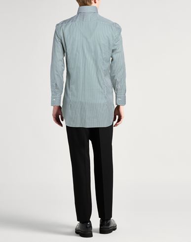 Man Shirt Dark green Size 15 Cotton