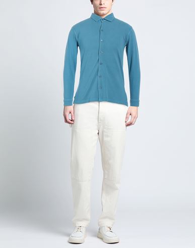 Cashmere Company Man Shirt Pastel blue Size 36 Cotton