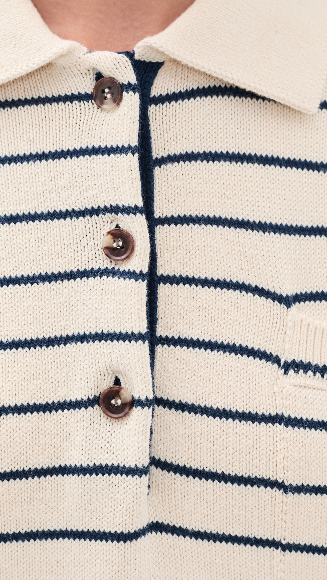 Cotton Striped Polo Ivory/Navy Stripe
