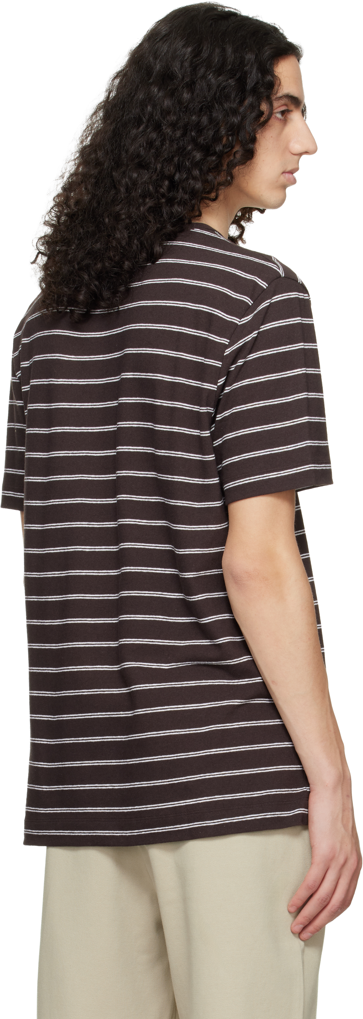 Brown Cotton-Linen Regular Fit T-shirt