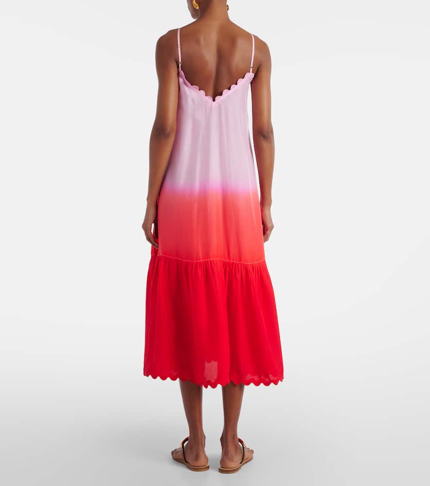 Ombré silk midi dress