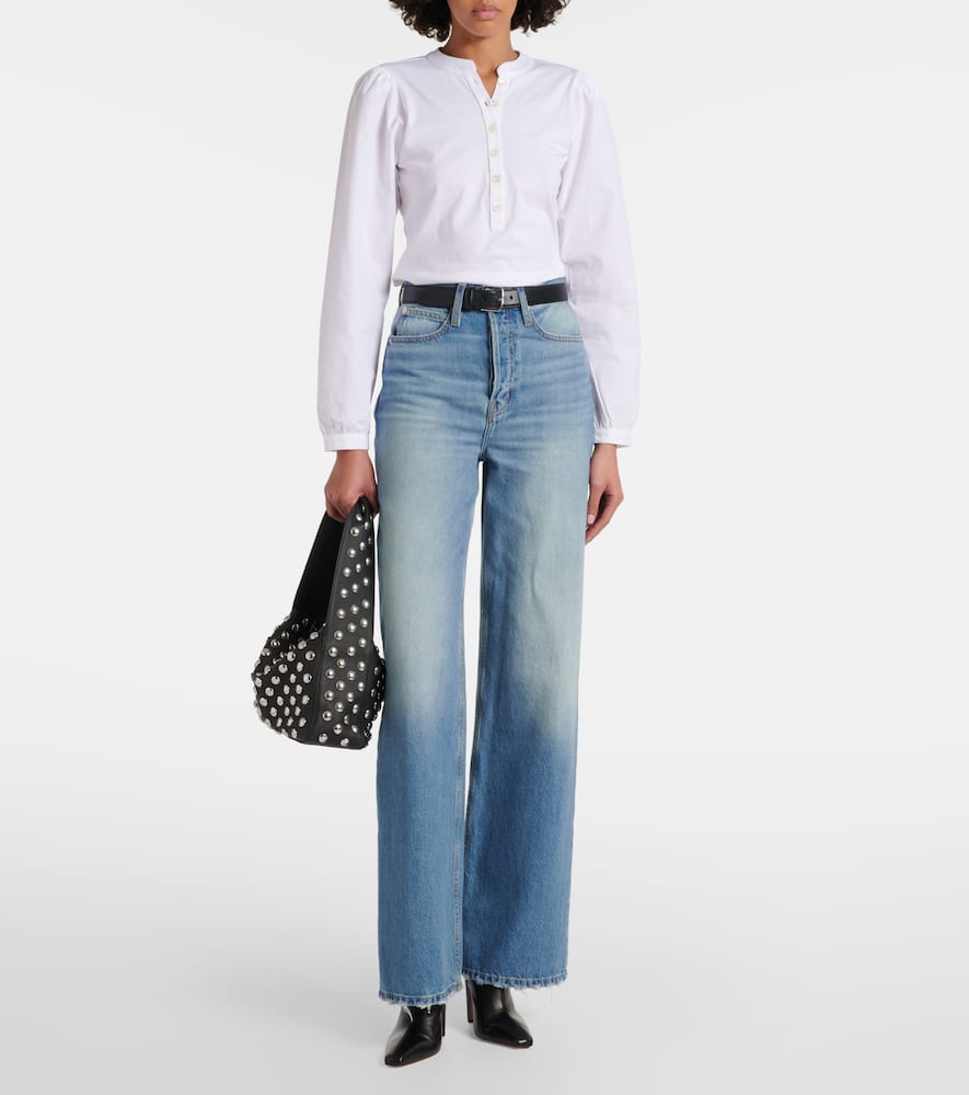 Puff-sleeve cotton blouse